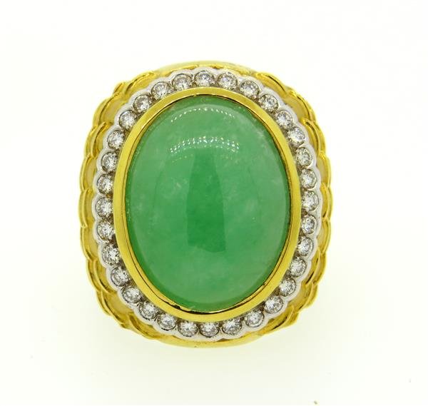 18K Gold Jade Diamond Large Cocktail Ring (1 of 5)