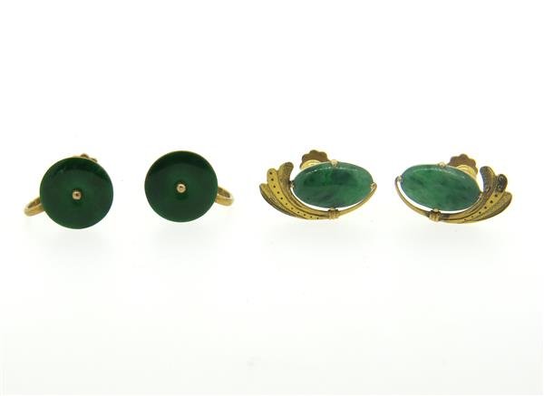 Lot of 2 14K Gold Jade Earrings (1 of 8)