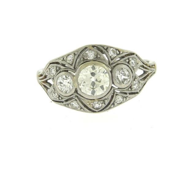 Art Deco Platinum Filigree Diamond Ring (1 of 3)