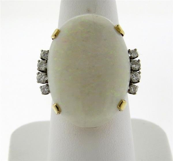 Large 14k Gold Diamond Opal Cocktail Ring (1 of 4)