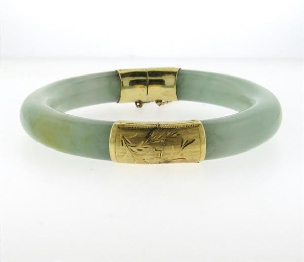 14K Gold Jade Bangle Bracelet (1 of 3)