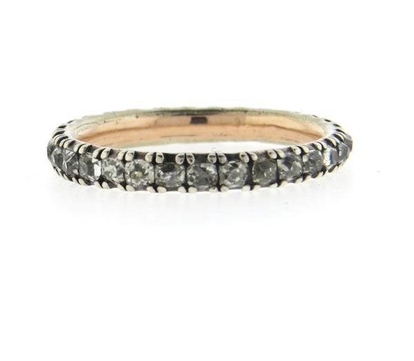 Antique Silver Gold Diamond Eternity Band Ring (1 of 3)