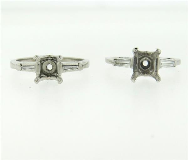 Lot of 2 Platinum Diamond Engagement Ring Mountings (1 of 2)
