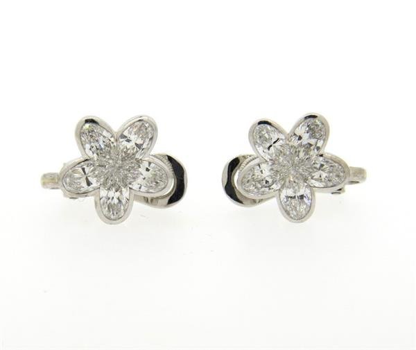 18K Gold 3.12ctw Diamond Flower Earrings (1 of 5)