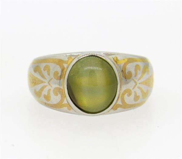 Platinum  18K Gold Inlay Cats Eye Ring (1 of 3)
