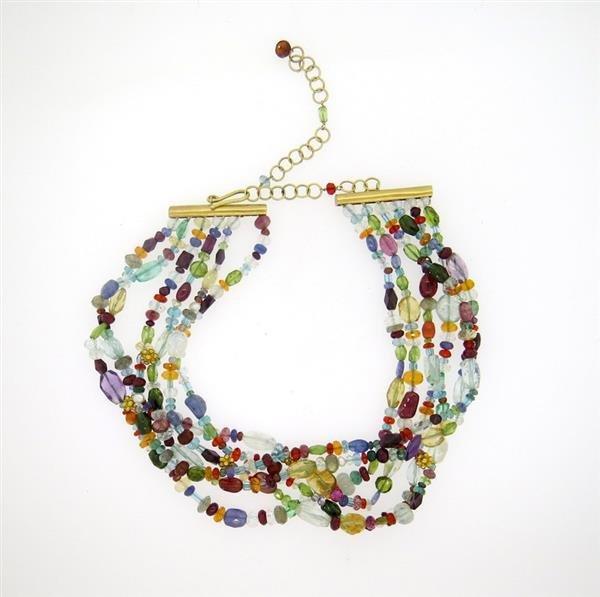 18K Gold Multi Gemstone Collar Necklace (1 of 6)