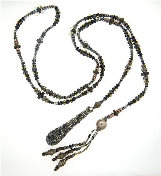 Antique Silver Glass Bead Lariat Necklace (1 of 5)
