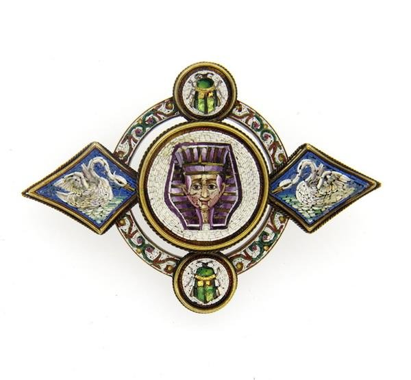 Antique 1860's Italian 18K Gold Micro Mosaic (1 of 4)