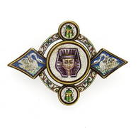 Antique 1860&#39;s Italian 18K Gold Micro Mosaic (1 of 4)