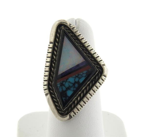 Native American Platero Navajo Sterling Opal Inlay Ring (1 of 3)