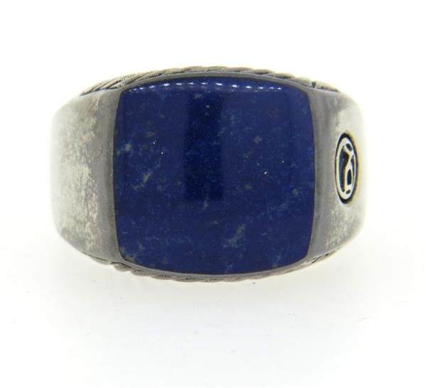 David Yurman Sterling Signet Lapis Ring (1 of 5)