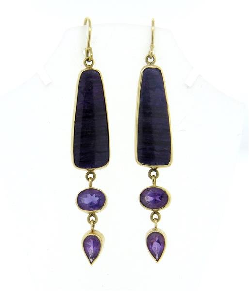 Peggie Robinson 14K Gold Amethyst Gemstone Earrings (1 of 4)