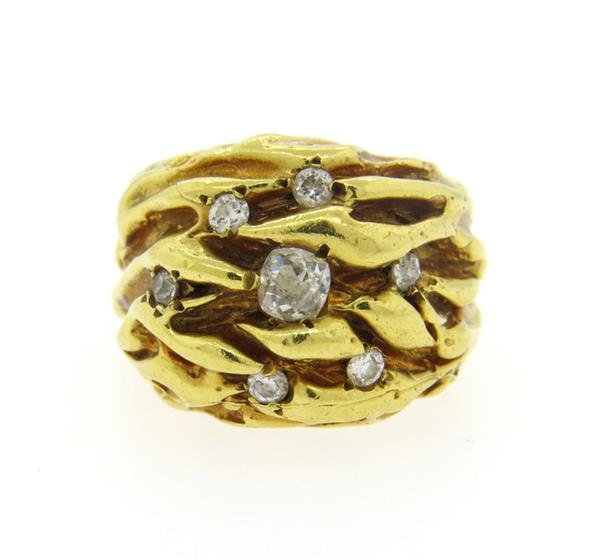 1970s Free Form 18K Gold Diamond Ring (1 of 4)