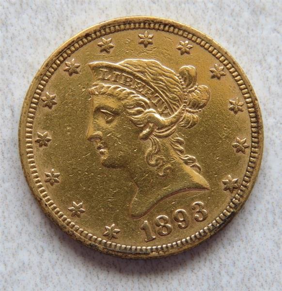 1893 Liberty Head 10 Dollars Eagle Gold US Coin (1 of 2)
