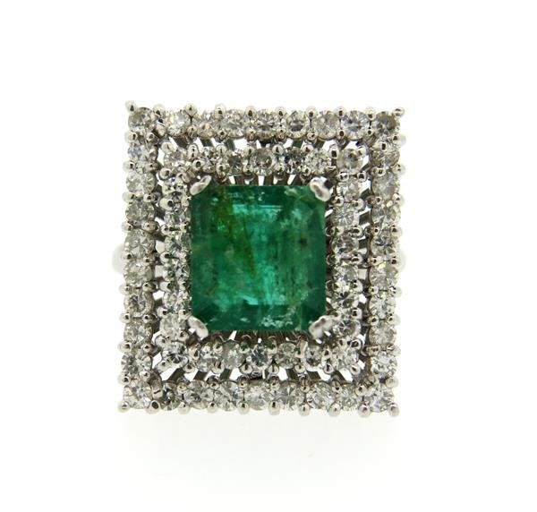 18k Gold Emerald Diamond Cocktail Ring (1 of 4)