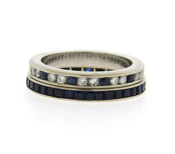 14k Gold Diamond Sapphire Band Ring Set of 2 (1 of 1)
