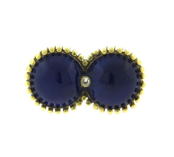 Italian 1970s 18K Blue Stone Diamond Ring (1 of 4)