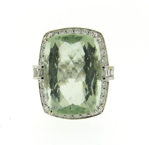 Adler 18K Gold Green Stone Diamond Cocktail Ring (1 of 4)