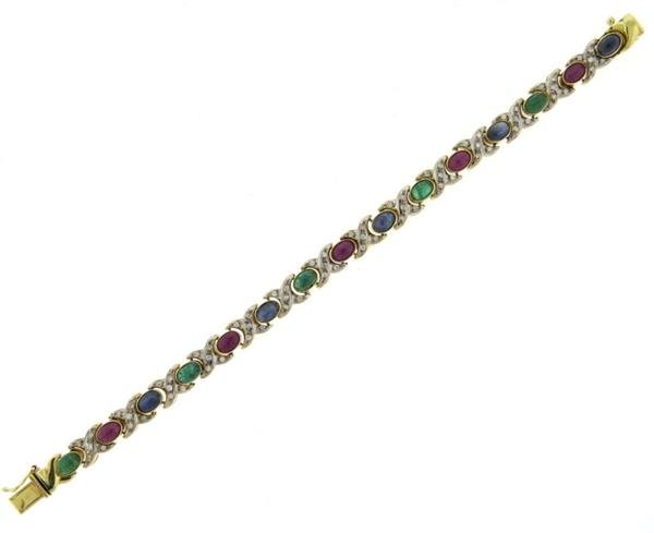 14k Gold Diamond Sapphire Emerald Ruby Bracelet (1 of 4)