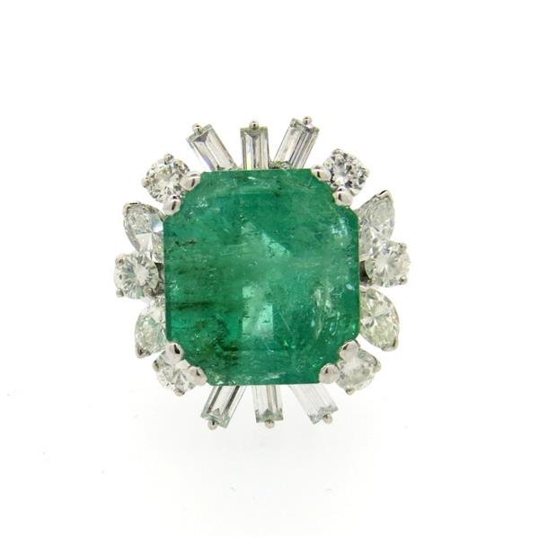 18K Gold 15ct Emerald Diamond Cocktail Ring (1 of 5)