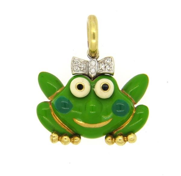 Aaron Basha 18k Gold Diamond Frog Princess Pendant (1 of 4)