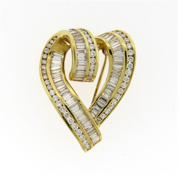 Large Krypell 18K Gold Diamond Heart Pendant Brooch (1 of 3)