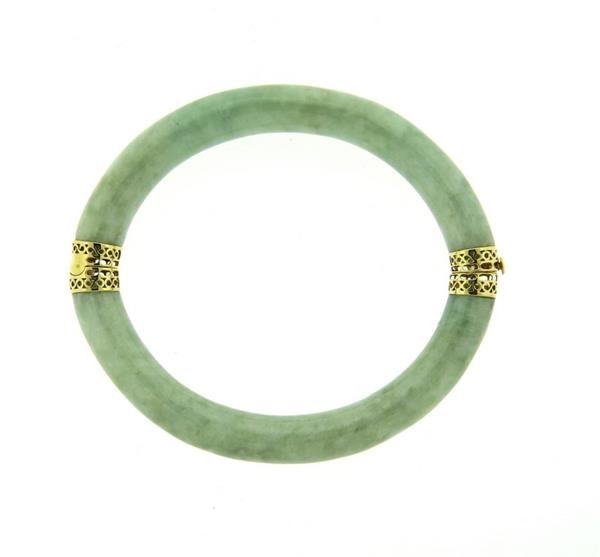 14K Gold Jade Bangle Bracelet (1 of 1)