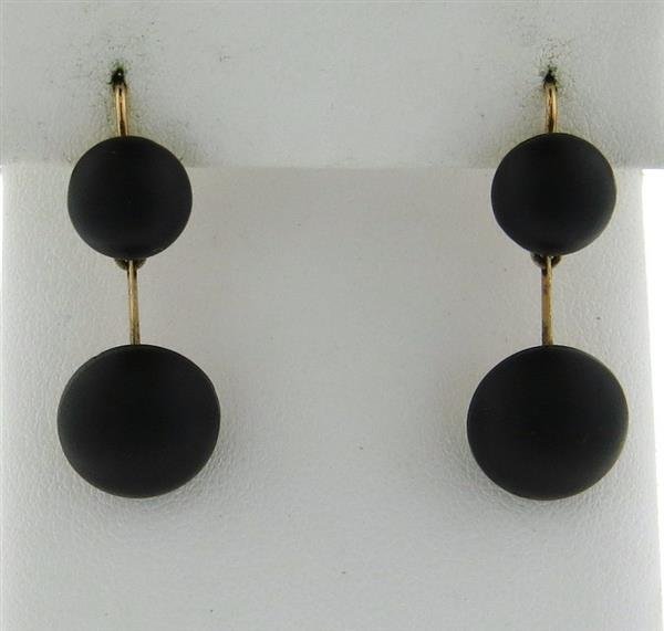 Antique Victorian 18k Rose Gold Jet Earrings (1 of 4)