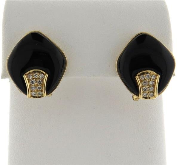 14k Gold Onyx Diamond Earrings (1 of 4)