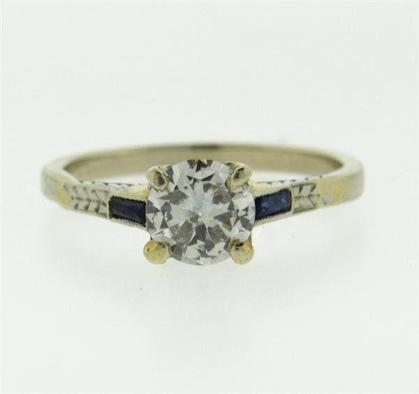 Antique 14k Gold Diamond Sapphire Engagement Ring (1 of 3)