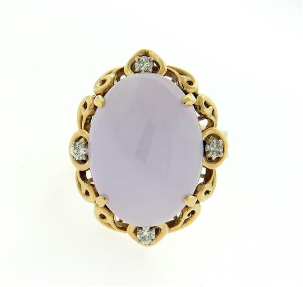 14K Gold Lavender Jade Diamond Cocktail Ring (1 of 4)