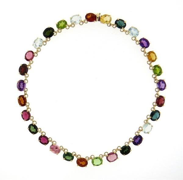 14K Gold Multi Colored Gemstone Necklace (1 of 4)