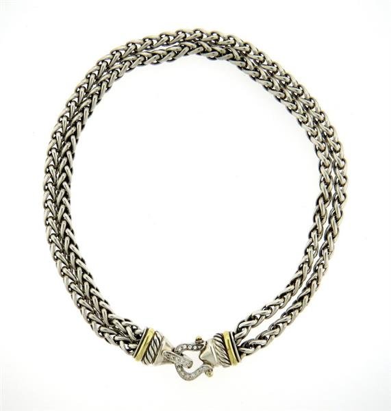 David Yurman 18K Gold Sterling Diamond Buckle Wheat (1 of 5)