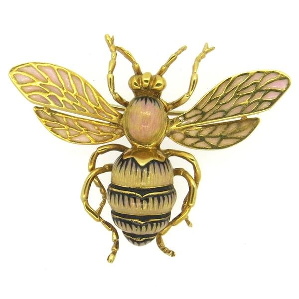 Italian 18K Gold and Enamel Insect Brooch Pin (1 of 3)