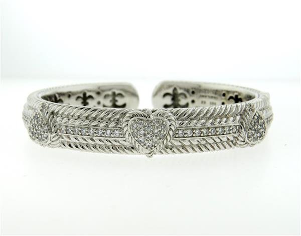Judith Ripka Sterling Silver Cubic Zirconia Heart Cuff (1 of 4)