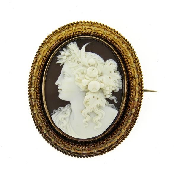 Antique Etruscan Beading 14K Gold Cameo Hair Locket (1 of 3)