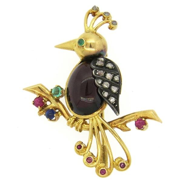 Antique Continental 18K Gold Silver Garnet Sapphire (1 of 3)