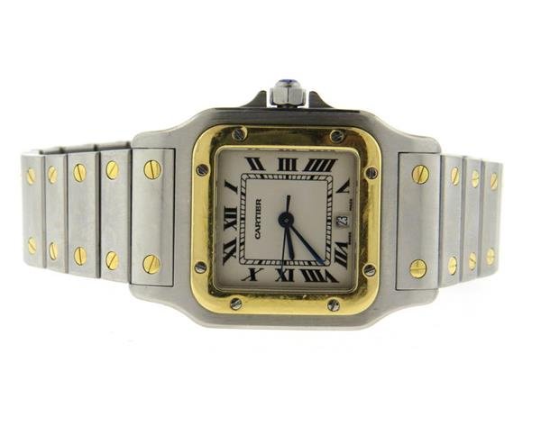 Cartier Santos 18K Gold Stainless Steel Quartz Watch (1 of 5)
