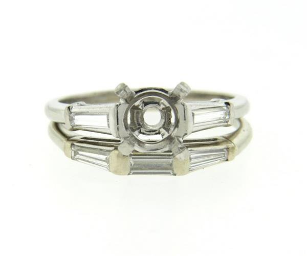 Platinum 14K Diamond Engagement Ring Mounting and Band (1 of 3)
