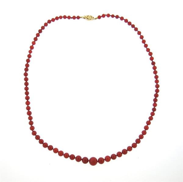 Antique 14k Gold  Coral Bead Necklace (1 of 2)
