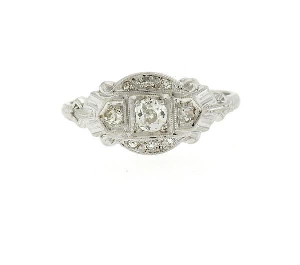 Art Deco 14k Gold Diamond Engagement Ring (1 of 4)