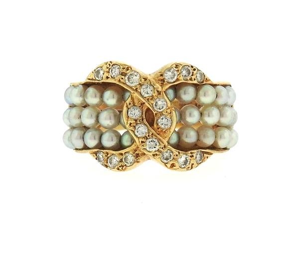 14k Gold Pearl Diamond Ring (1 of 5)