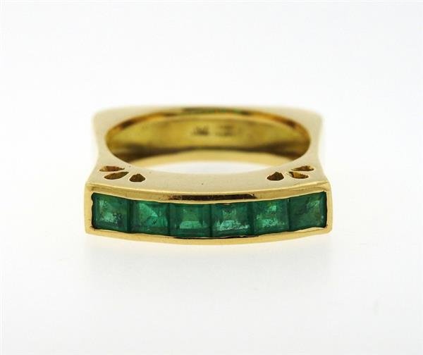 18k Gold Emerald Square Shank Ring (1 of 4)