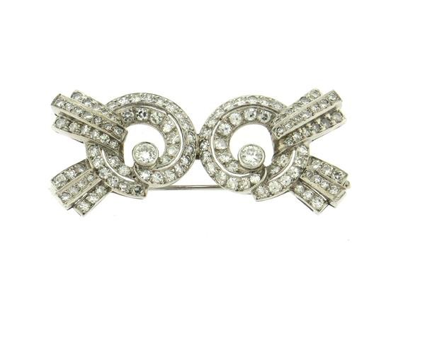 Art Deco Platinum Diamond Brooch Pin (1 of 4)