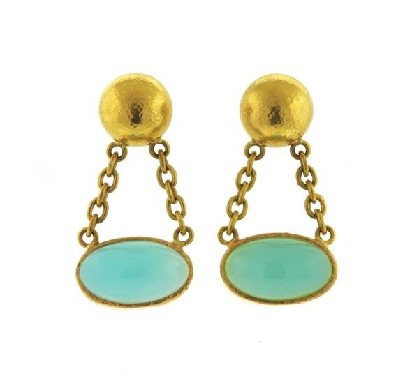 Elizabeth Locke 19k Gold Blue Gemstone Earrings (1 of 4)