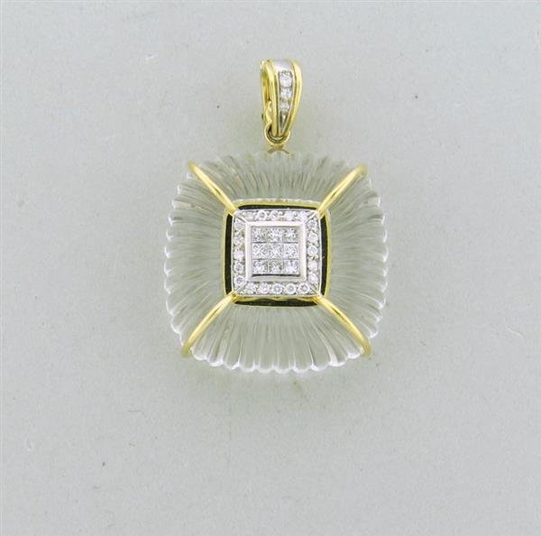 18k Gold Platinum Diamond Carved Crystal Pendant (1 of 4)