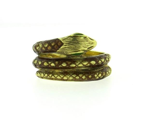 Vintage 18k Gold Enamel Snake Ring (1 of 5)