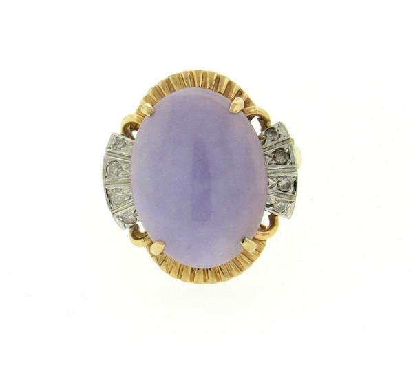 14k Gold Lavender Jade Diamond Ring (1 of 5)