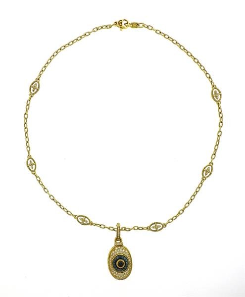 Judith Ripka 18k Gold Diamond Evil Eye Pendant Necklace (1 of 5)