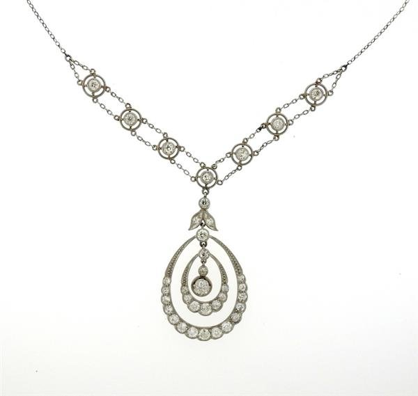 Antique 14k Gold Platinum Diamond Necklace (1 of 3)